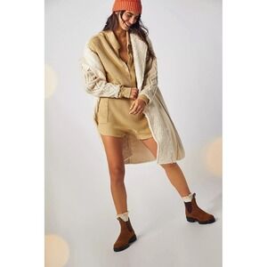 Free People Beach Picnic Sweater Romper In Natural Cream M Linen Cotton Blend